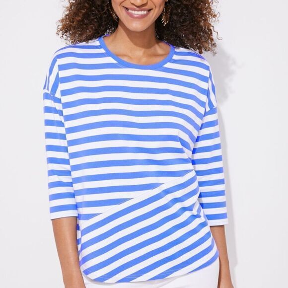 NWOT Vineyard Vines Pieced Deluxe Blue White Striped Tee T Shirt Top MEDIUM - Picture 4 of 7